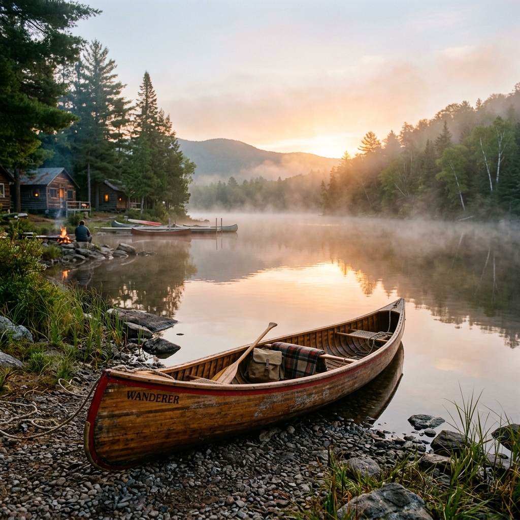 Canoeing on a calm lake