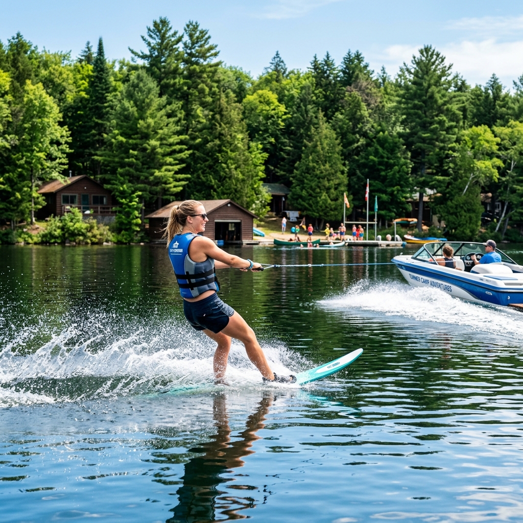 Water skiing on the lake